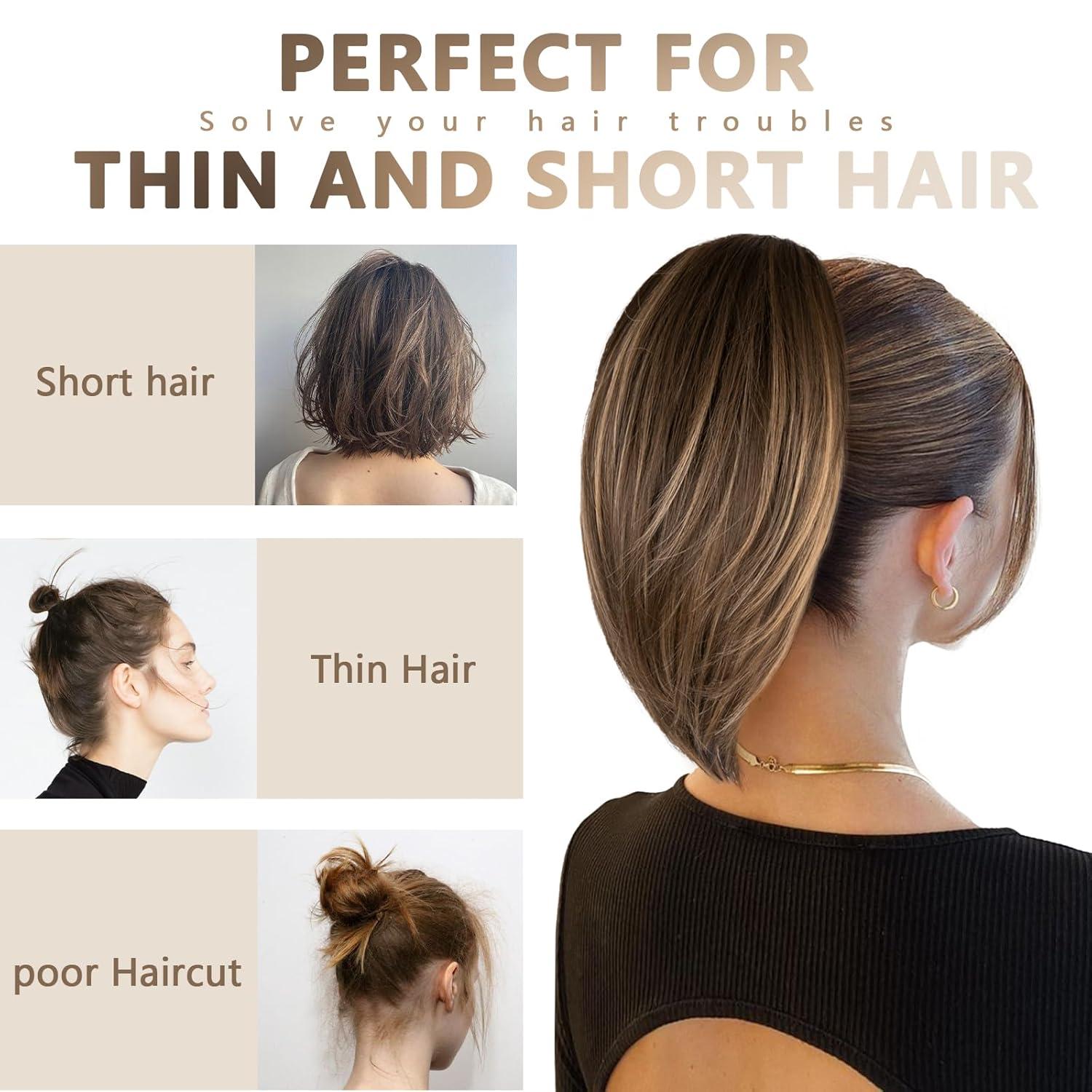 image10 Inch Short Ponytail Extension Soft Straight Pony Tails Hair Extensions Claw Clip Ponytail Extension Natural Short Hair Extensions Ponytail Synthetic Hair Pieces for Women Color Black BrownRed Brown Mixed Golden