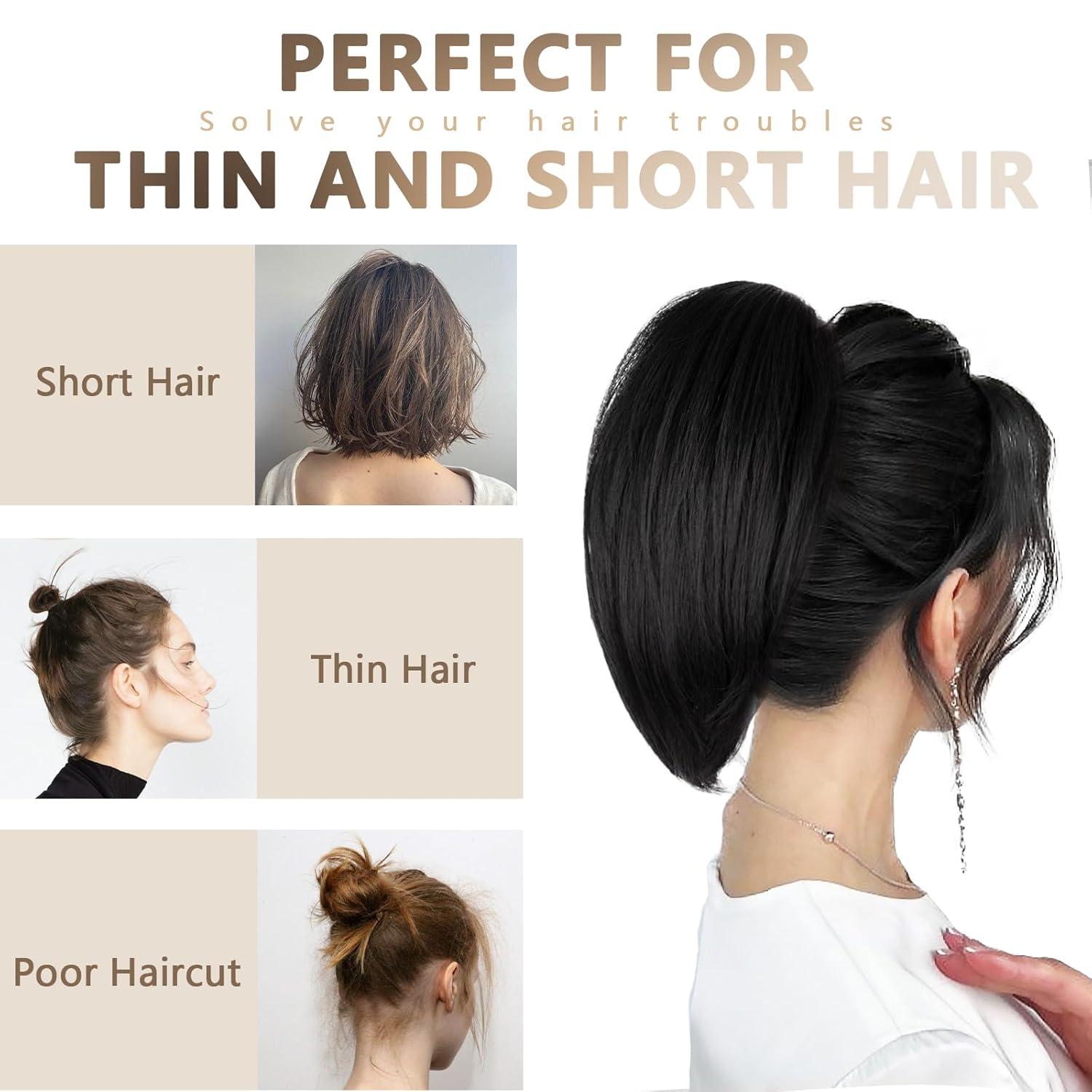 image10 Inch Short Ponytail Extension Soft Straight Pony Tails Hair Extensions Claw Clip Ponytail Extension Natural Short Hair Extensions Ponytail Synthetic Hair Pieces for Women Color Black BrownMedium Brown Mixed Light Brown