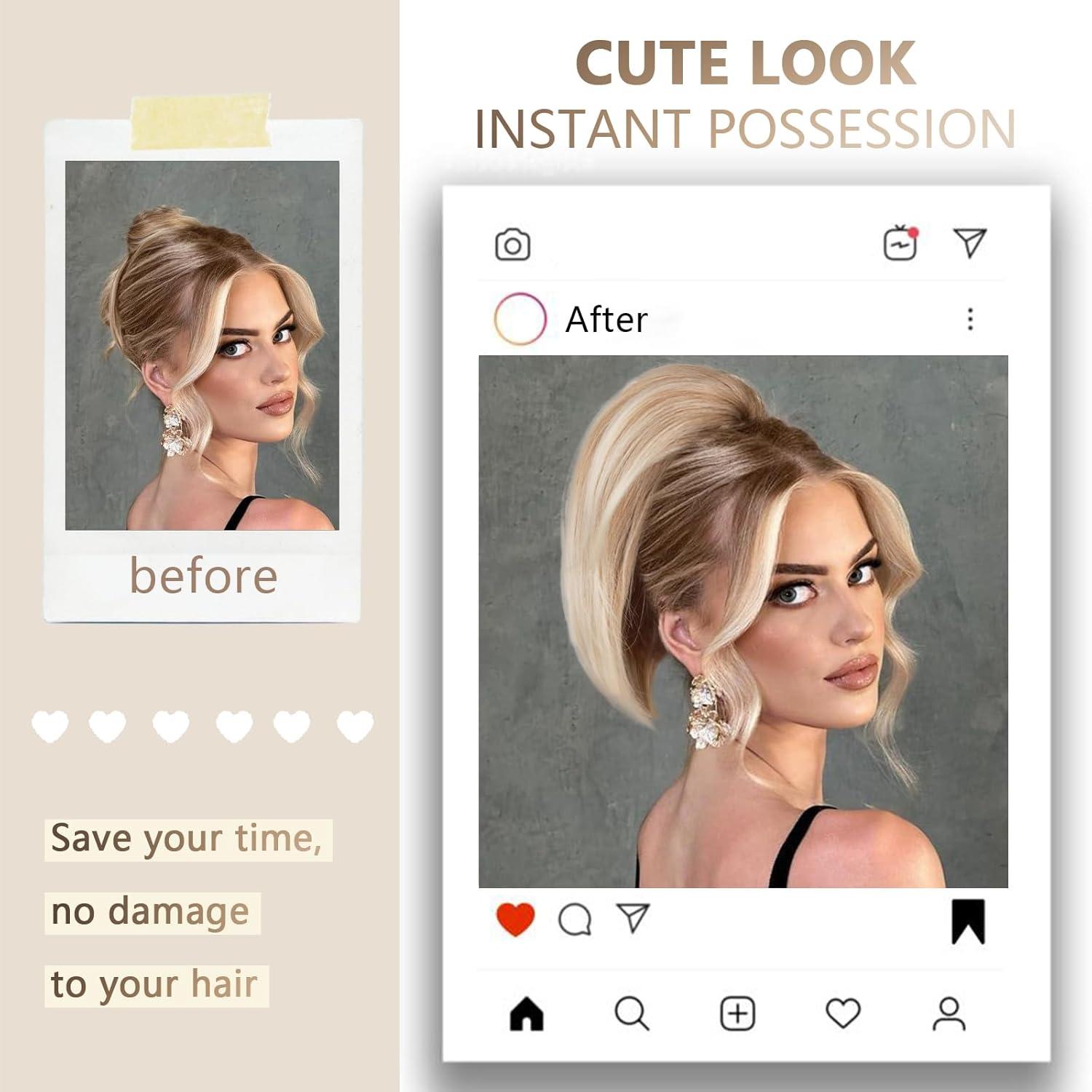 image10 Inch Short Ponytail Extension Soft Straight Pony Tails Hair Extensions Claw Clip Ponytail Extension Natural Short Hair Extensions Ponytail Synthetic Hair Pieces for Women Color Black BrownBlonde with Bleach Blonde Ends