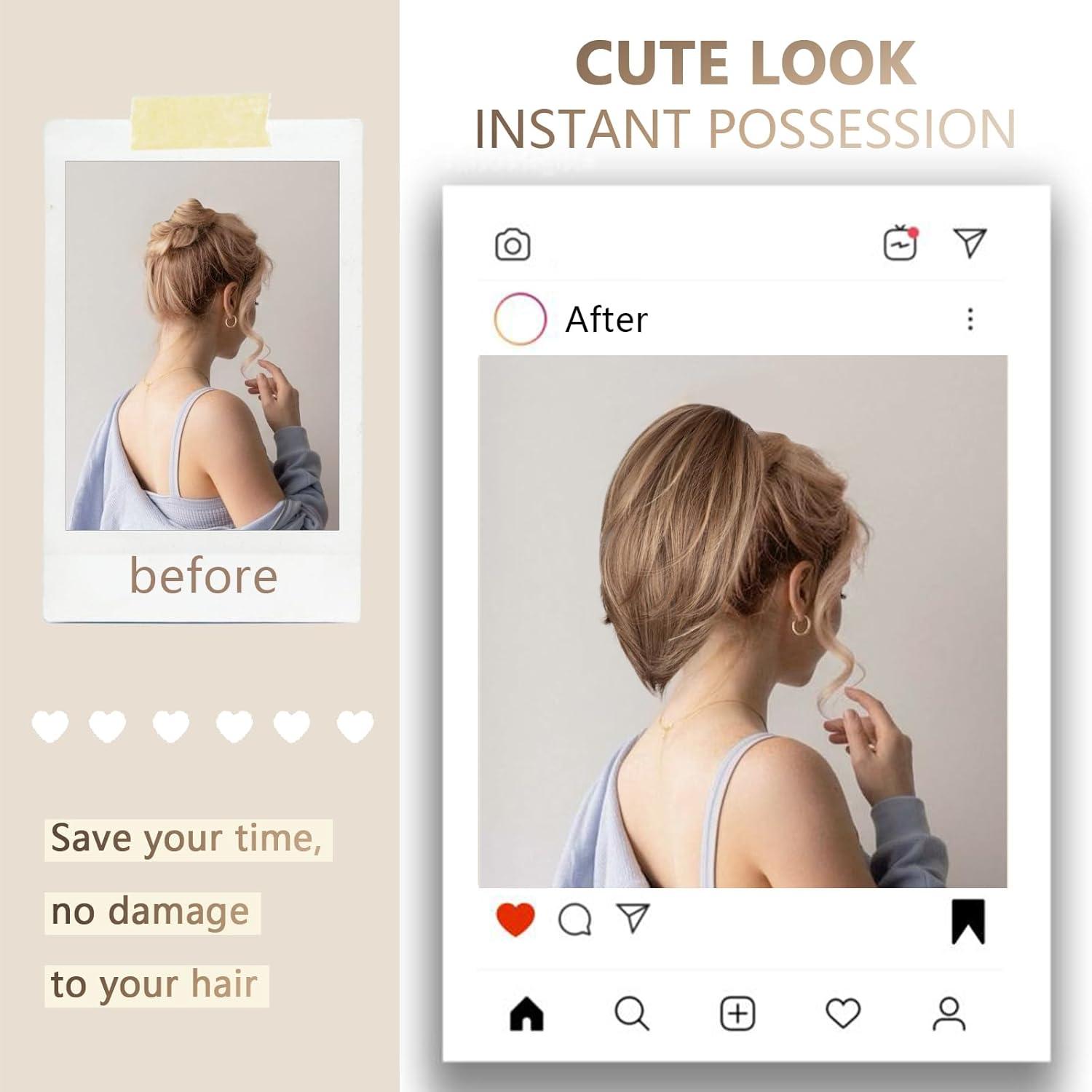 image10 Inch Short Ponytail Extension Soft Straight Pony Tails Hair Extensions Claw Clip Ponytail Extension Natural Short Hair Extensions Ponytail Synthetic Hair Pieces for Women Color Black BrownLight Brown Mixed Blonde