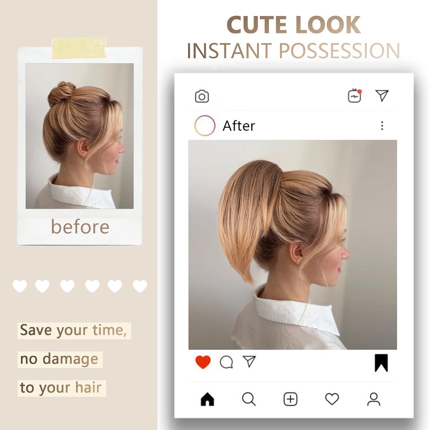image10 Inch Short Ponytail Extension Soft Straight Pony Tails Hair Extensions Claw Clip Ponytail Extension Natural Short Hair Extensions Ponytail Synthetic Hair Pieces for Women Color Black BrownLight Brown with Golden Ends