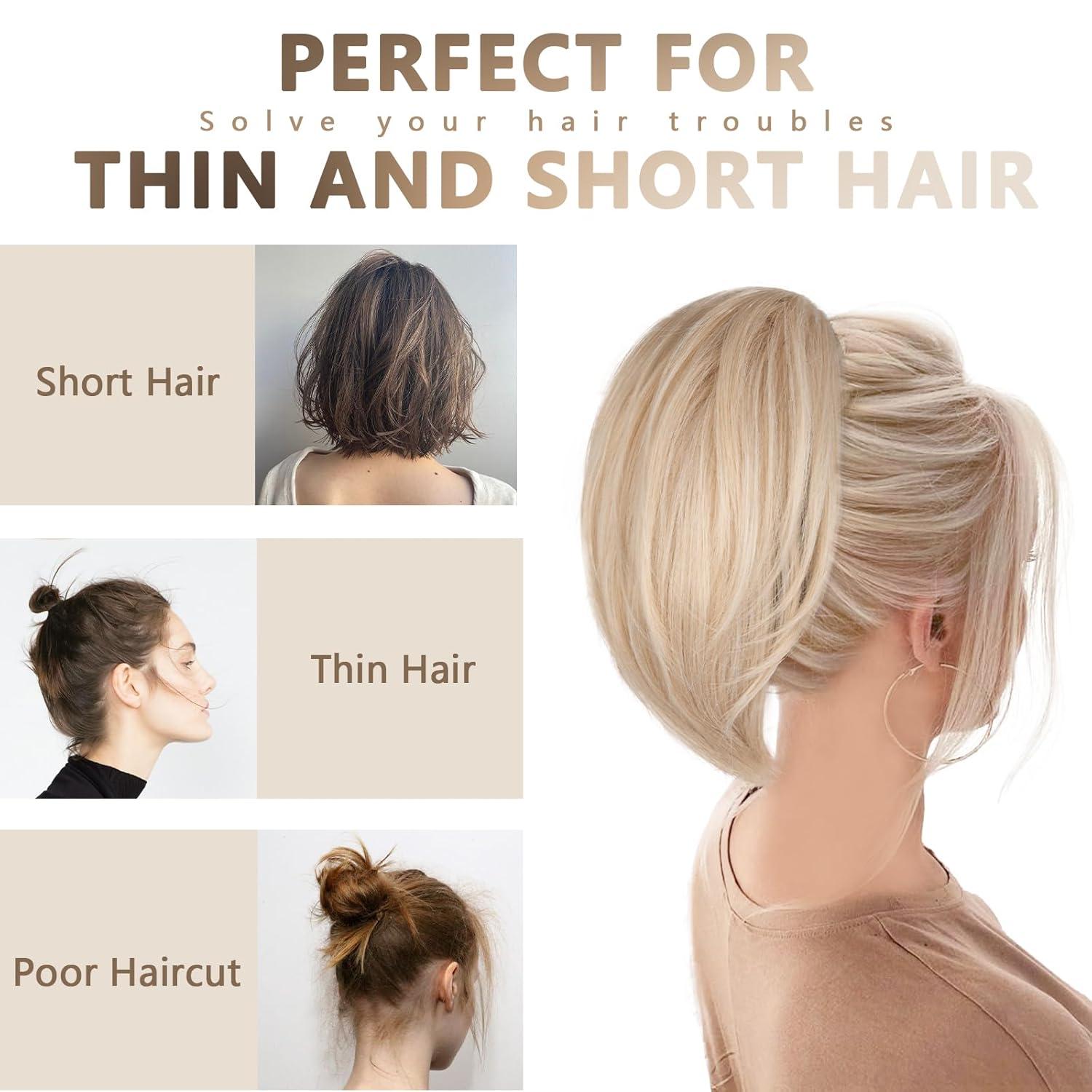 image10 Inch Short Ponytail Extension Soft Straight Pony Tails Hair Extensions Claw Clip Ponytail Extension Natural Short Hair Extensions Ponytail Synthetic Hair Pieces for Women Color Black BrownSilver Grey
