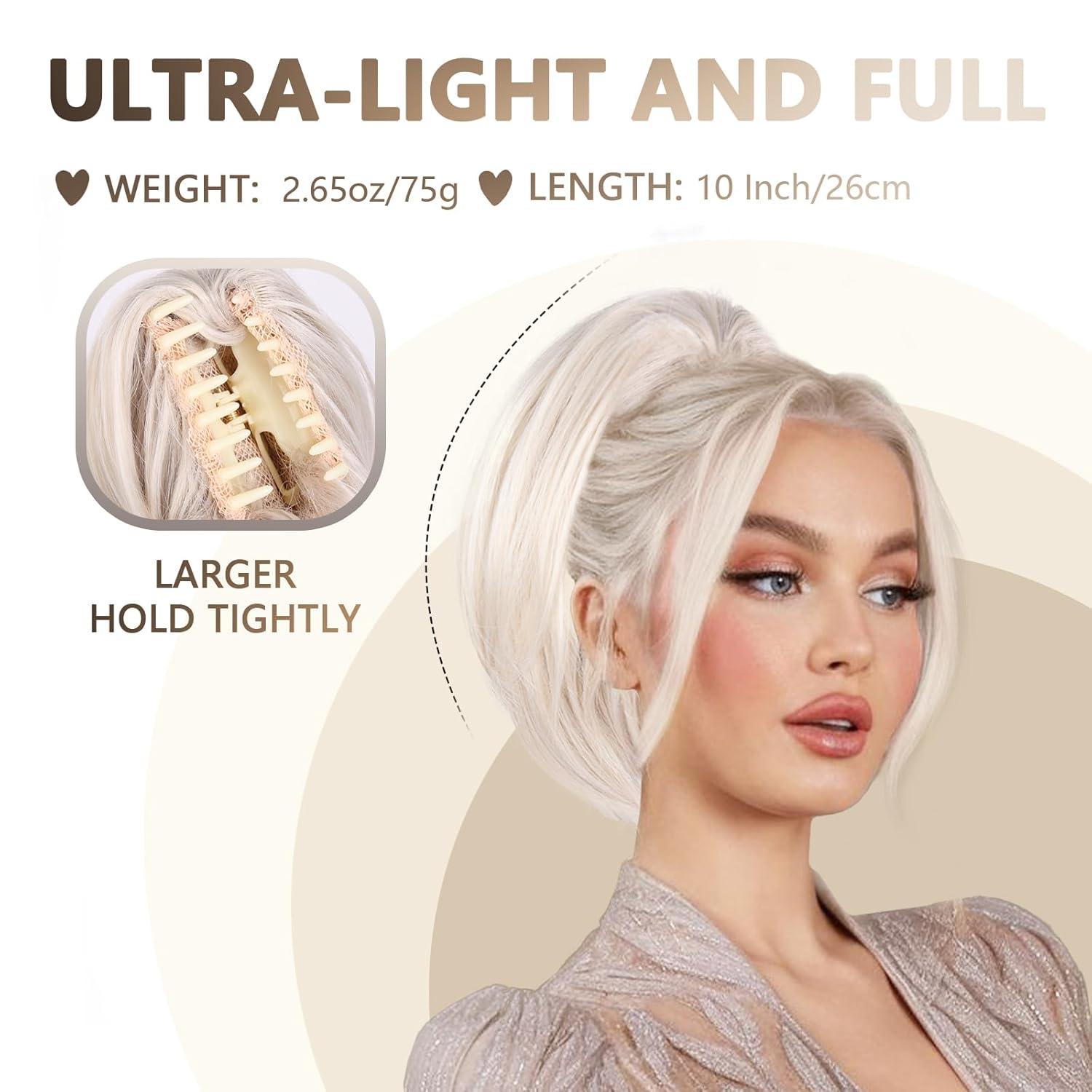 image10 Inch Short Ponytail Extension Soft Straight Pony Tails Hair Extensions Claw Clip Ponytail Extension Natural Short Hair Extensions Ponytail Synthetic Hair Pieces for Women Color Black BrownSalt and Pepper