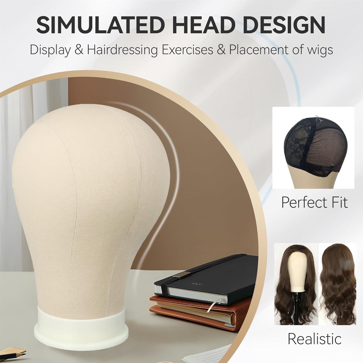 image22 Inch Wig Head for Wig Canvas Mannequin Head with Mount Hole Manikin Head for Wig Making Styling and Display Head Contour More Realistic23 Inch