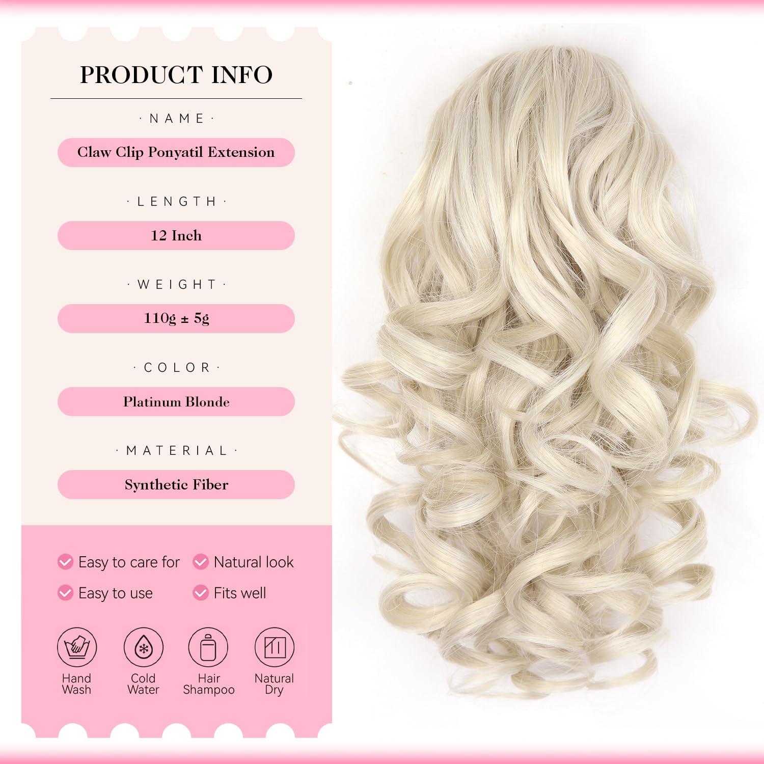 image24 Inch Blonde Ponytail Extension Clip on Ponytails for Women Long Curly Ponytail Extensions for Women Synthetic Layered Pony Tails Hair Extensions Color Dark Blonde With Beige Blonde HighlightsPlatinum Blonde