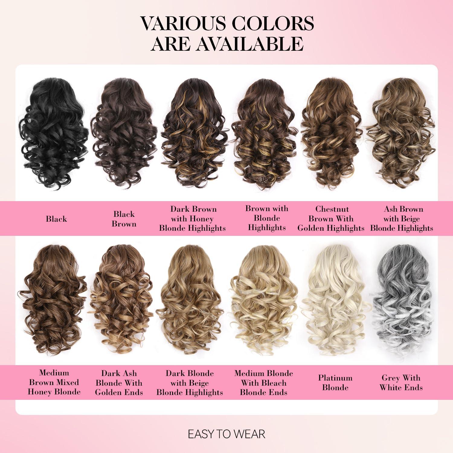 image24 Inch Blonde Ponytail Extension Clip on Ponytails for Women Long Curly Ponytail Extensions for Women Synthetic Layered Pony Tails Hair Extensions Color Dark Blonde With Beige Blonde HighlightsMedium Blonde With Bleach Blonde Ends