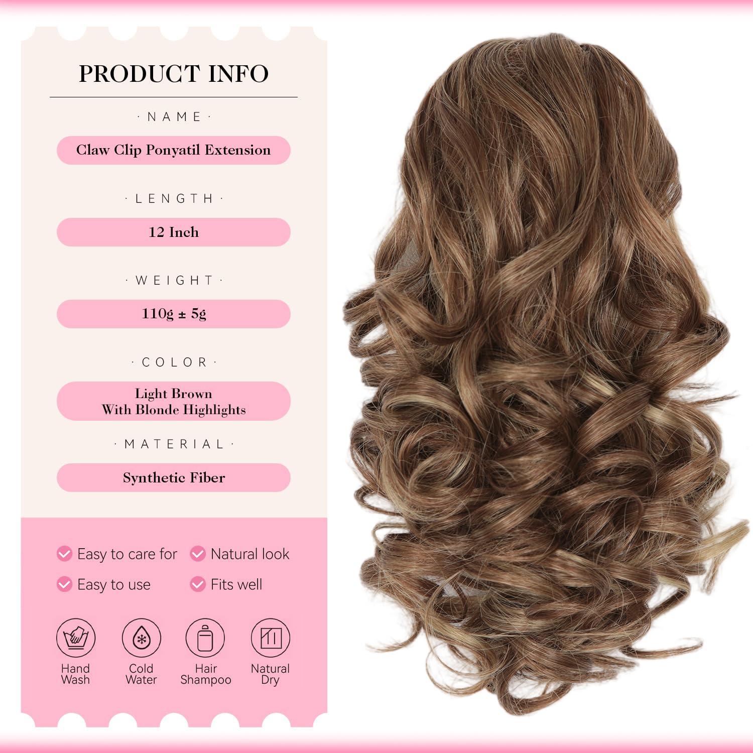 image24 Inch Blonde Ponytail Extension Clip on Ponytails for Women Long Curly Ponytail Extensions for Women Synthetic Layered Pony Tails Hair Extensions Color Dark Blonde With Beige Blonde HighlightsLight Brown With Blonde Highlights