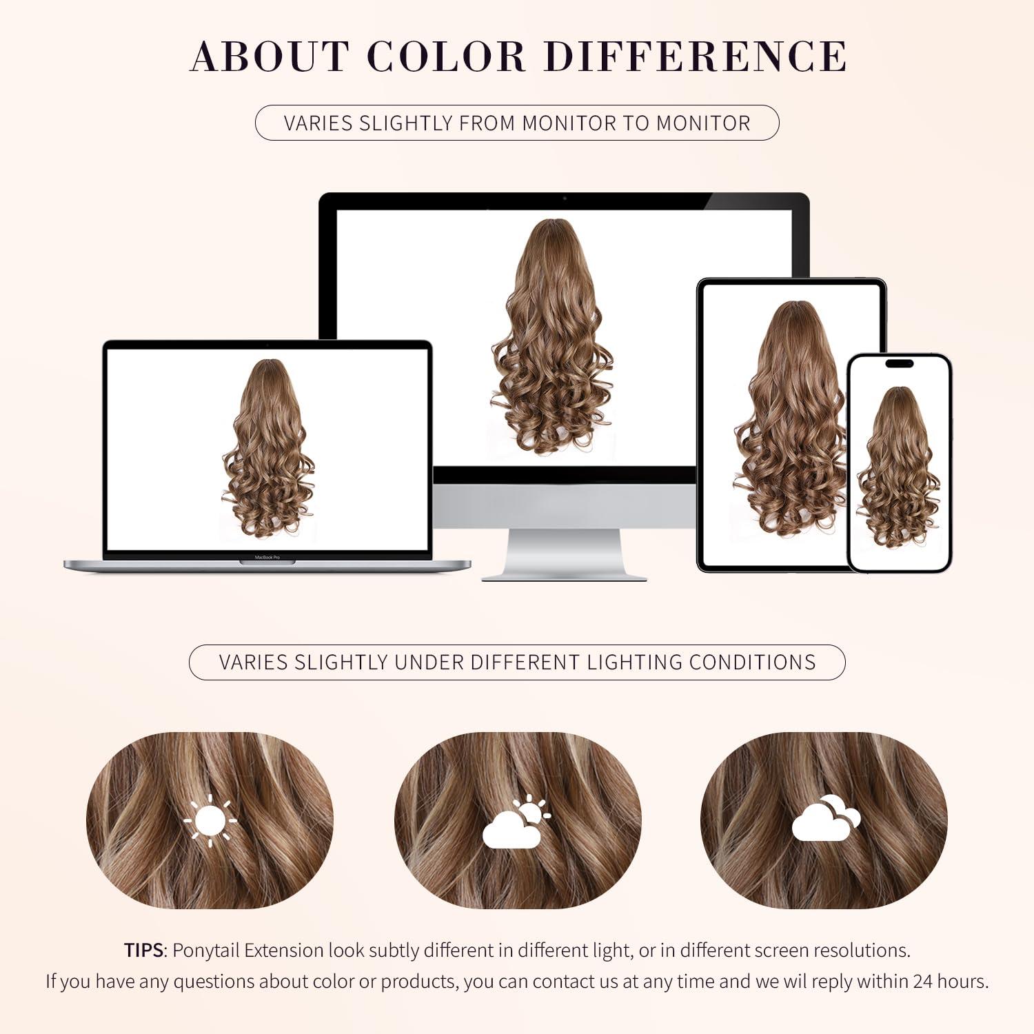 image24 Inch Blonde Ponytail Extension Clip on Ponytails for Women Long Curly Ponytail Extensions for Women Synthetic Layered Pony Tails Hair Extensions Color Dark Blonde With Beige Blonde HighlightsLight Brown With Dark Blonde Highlights