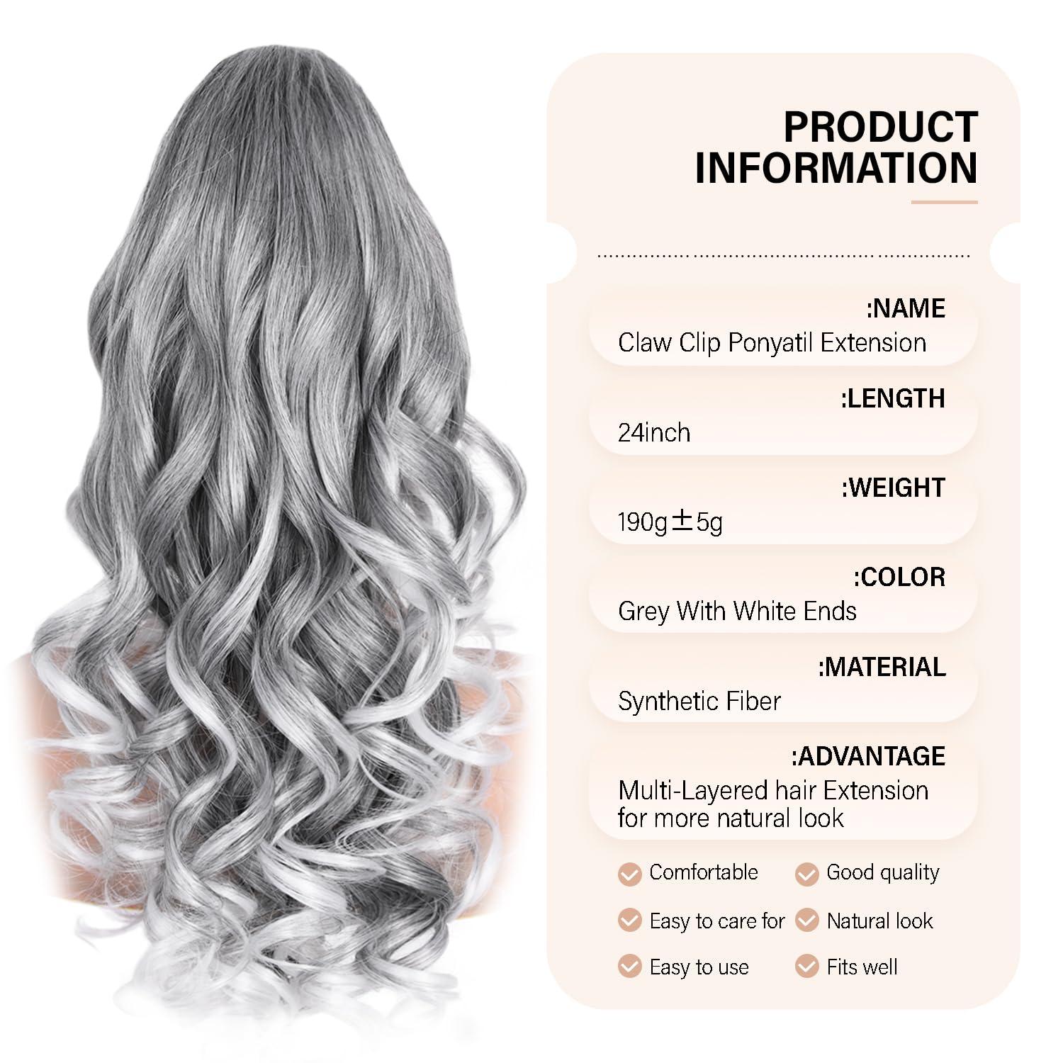 image24 Inch Blonde Ponytail Extension Clip on Ponytails for Women Long Curly Ponytail Extensions for Women Synthetic Layered Pony Tails Hair Extensions Color Dark Blonde With Beige Blonde HighlightsSalt and Pepper