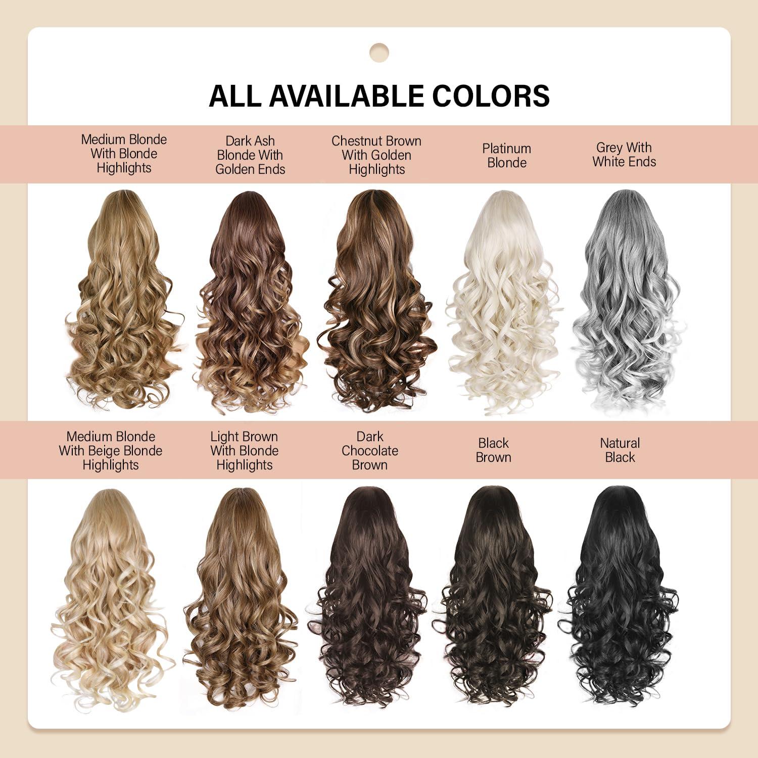 image24 Inch Blonde Ponytail Extension Clip on Ponytails for Women Long Curly Ponytail Extensions for Women Synthetic Layered Pony Tails Hair Extensions Color Dark Blonde With Beige Blonde HighlightsMedium Blonde With Bleach Blonde Ends