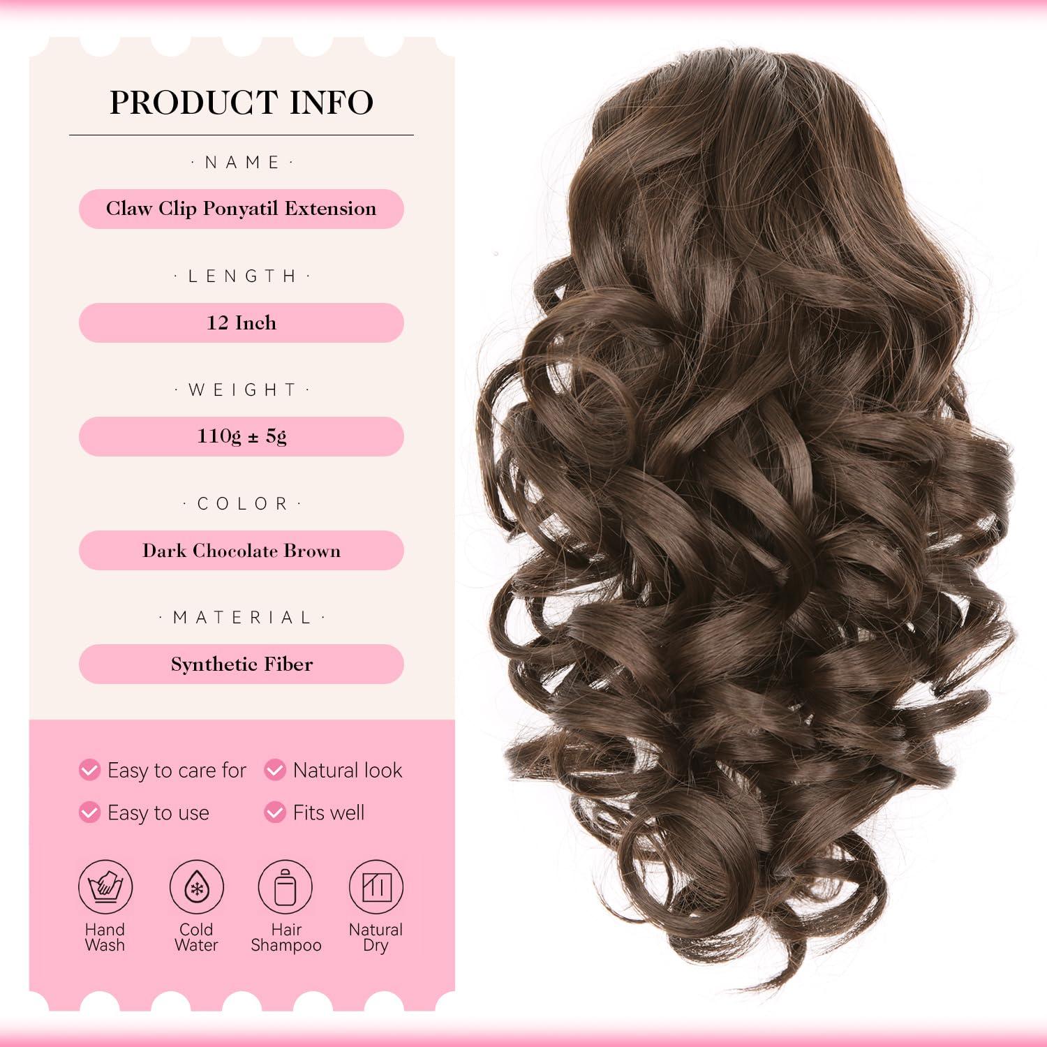 image24 Inch Blonde Ponytail Extension Clip on Ponytails for Women Long Curly Ponytail Extensions for Women Synthetic Layered Pony Tails Hair Extensions Color Dark Blonde With Beige Blonde HighlightsDark Chocolate Brown