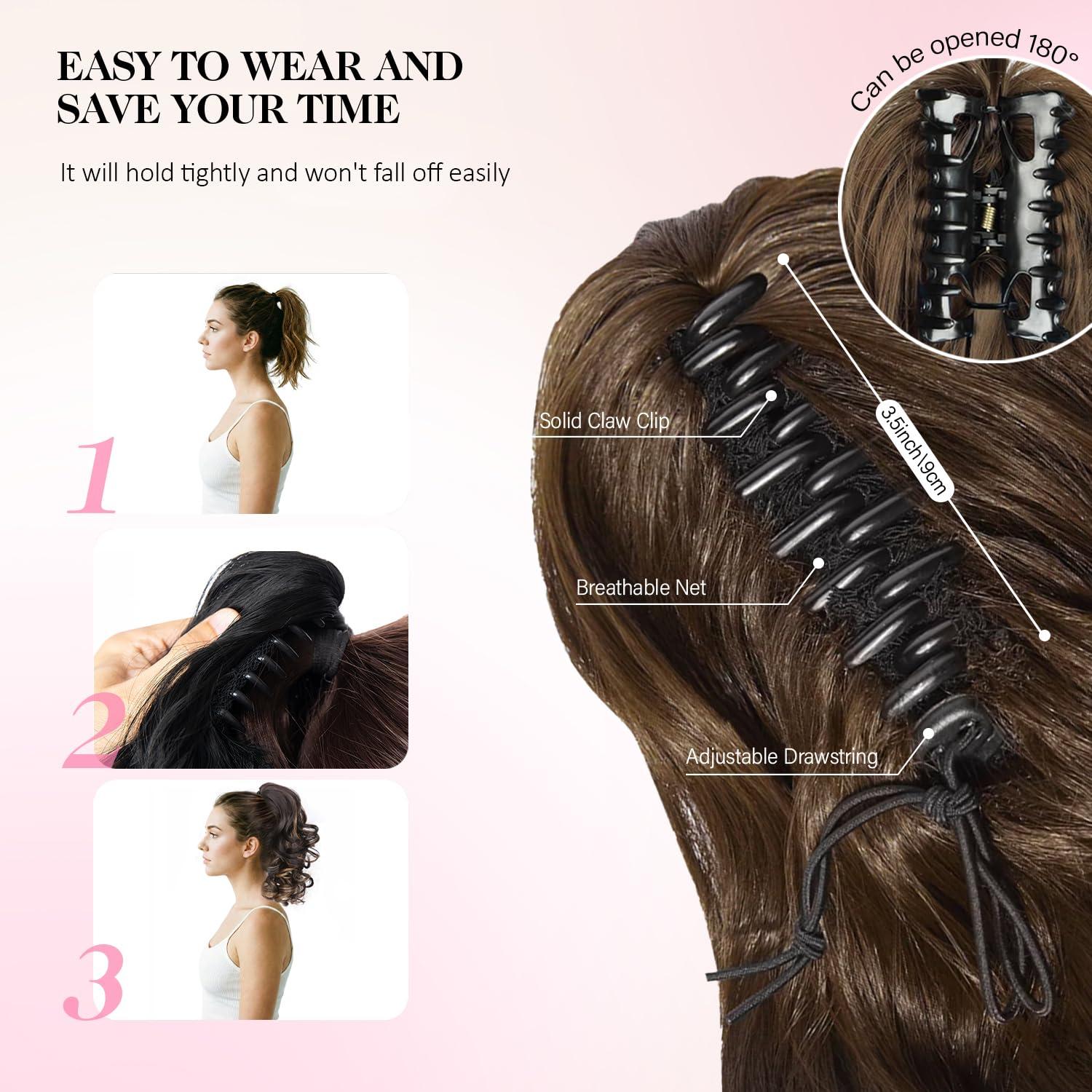 image24 Inch Blonde Ponytail Extension Clip on Ponytails for Women Long Curly Ponytail Extensions for Women Synthetic Layered Pony Tails Hair Extensions Color Dark Blonde With Beige Blonde HighlightsMedium Blonde With Bleach Blonde Ends