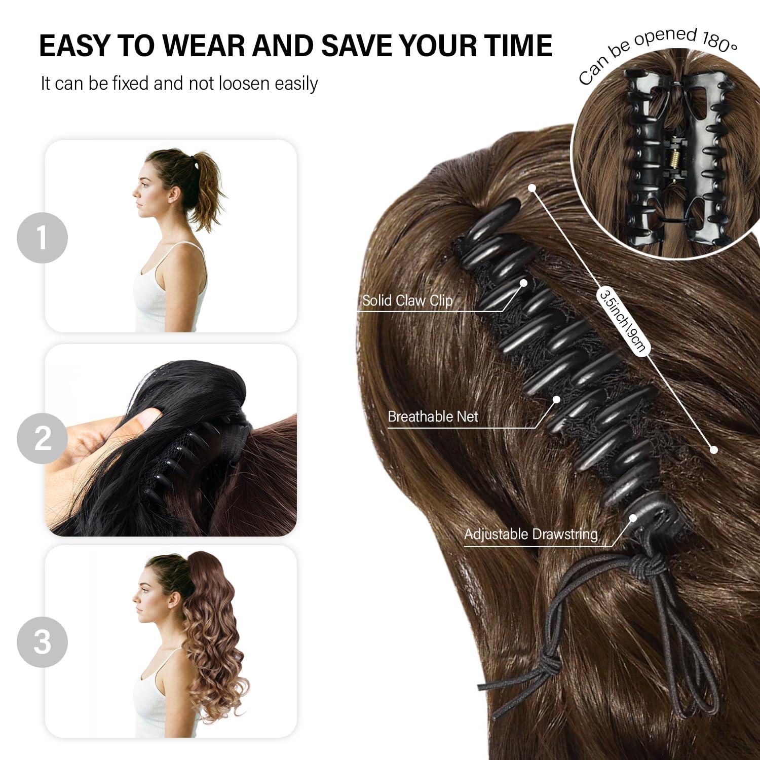 image24 Inch Blonde Ponytail Extension Clip on Ponytails for Women Long Curly Ponytail Extensions for Women Synthetic Layered Pony Tails Hair Extensions Color Dark Blonde With Beige Blonde HighlightsMedium Blonde With Bleach Blonde Ends