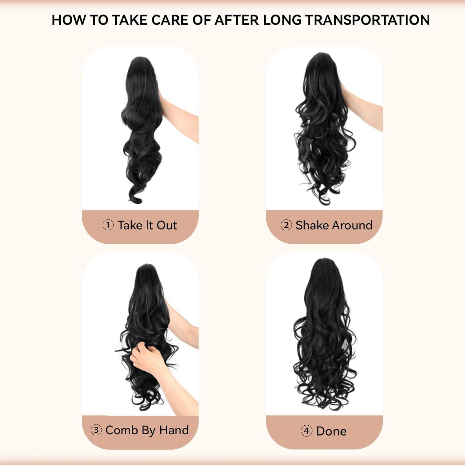 image24 Inch Blonde Ponytail Extension Clip on Ponytails for Women Long Curly Ponytail Extensions for Women Synthetic Layered Pony Tails Hair Extensions Color Dark Blonde With Beige Blonde HighlightsDark Brown