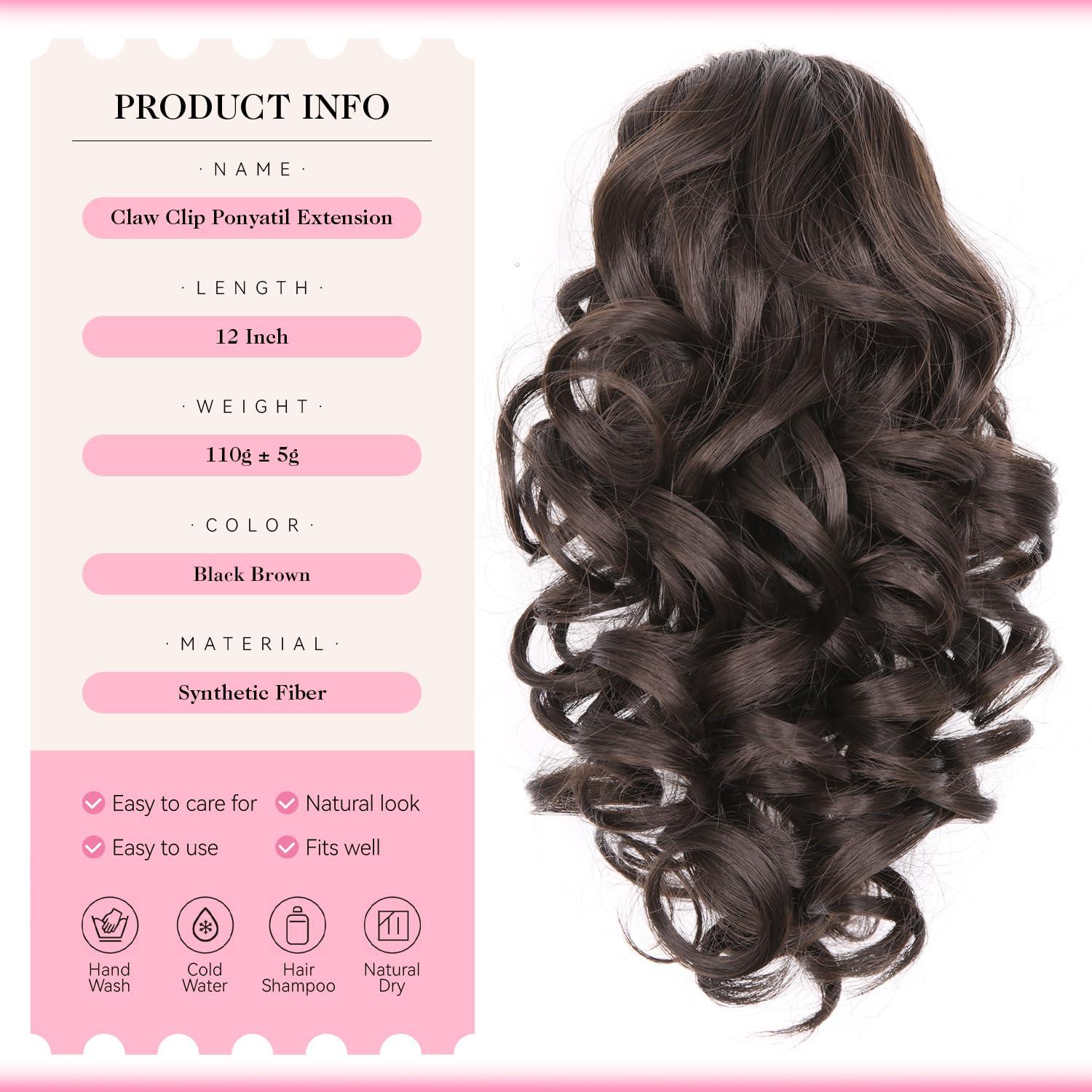 image24 Inch Blonde Ponytail Extension Clip on Ponytails for Women Long Curly Ponytail Extensions for Women Synthetic Layered Pony Tails Hair Extensions Color Dark Blonde With Beige Blonde HighlightsDark Brown