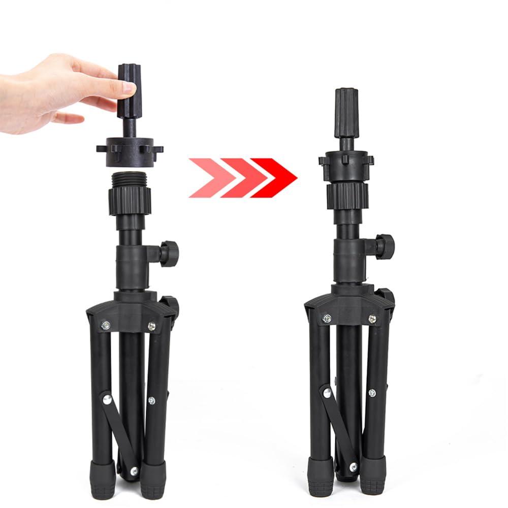 image25 Inch Wig Stand Tripod Adjustable Mannequin Head Stand Wig Head Stand for Training Heads And Canvas Block Head Pink Mannequin Head Not IncludedBlack