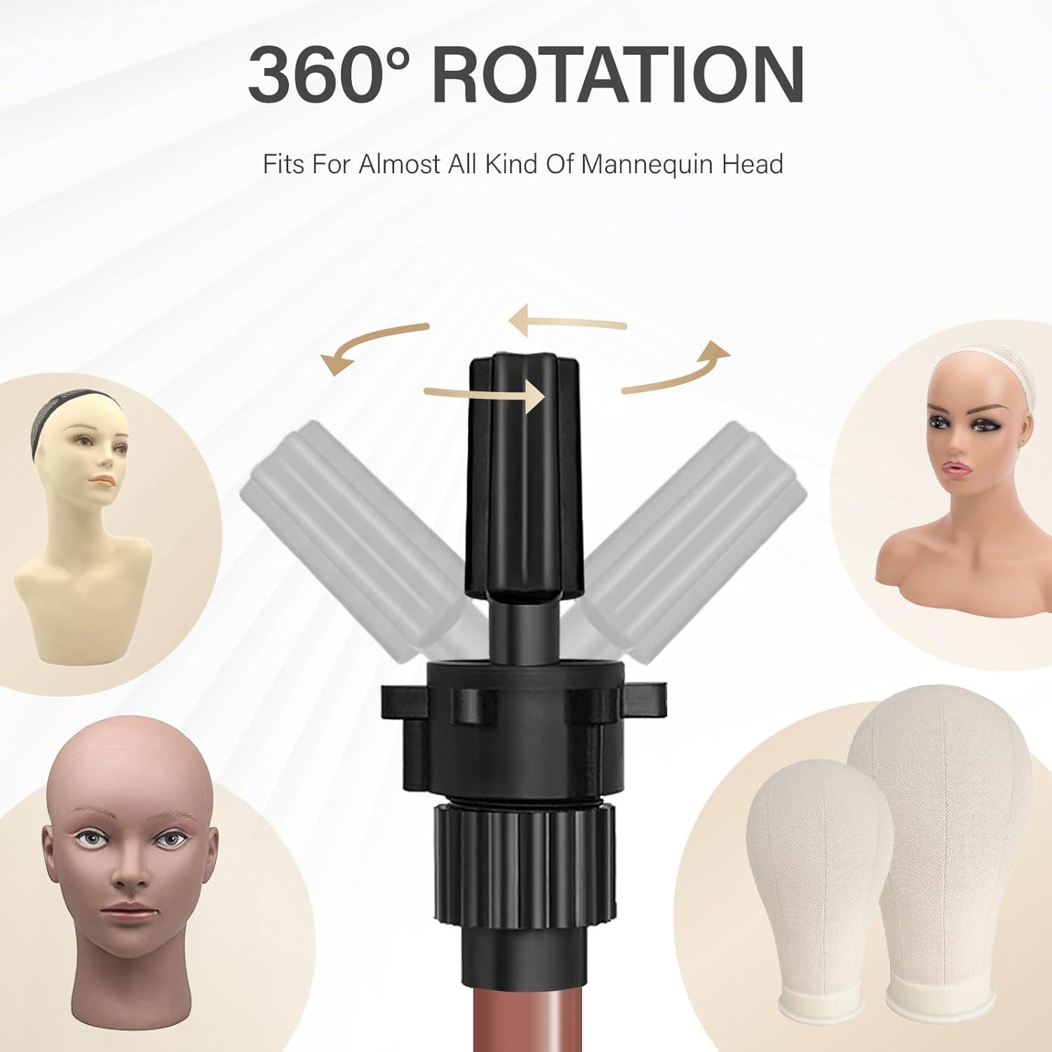 image25 Inch Wig Stand Tripod Adjustable Mannequin Head Stand Wig Head Stand for Training Heads And Canvas Block Head Pink Mannequin Head Not IncludedLatte