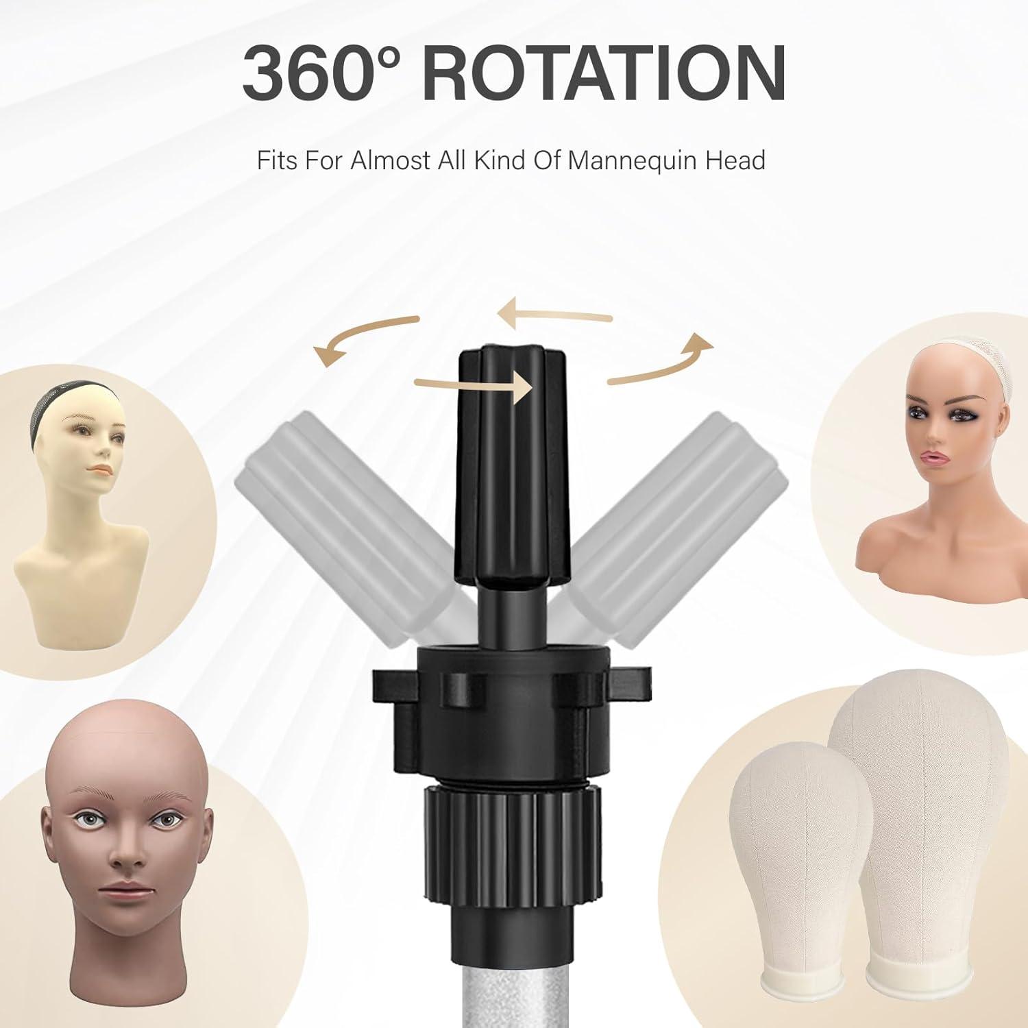 image25 Inch Wig Stand Tripod Adjustable Mannequin Head Stand Wig Head Stand for Training Heads And Canvas Block Head Pink Mannequin Head Not IncludedSilvery