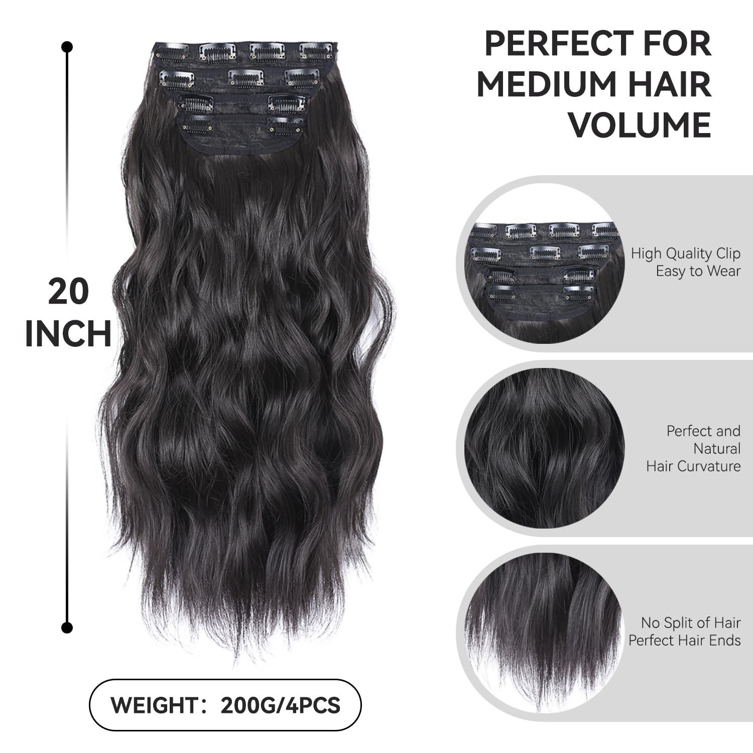 imageBlonde Clip in Hair Extensions 14 Inch Wavy Synthetic Hair Extensions Clip ins Color Dark Blonde with Bleach Blonde HighlightsBlack with a Hint of Brown Gloss