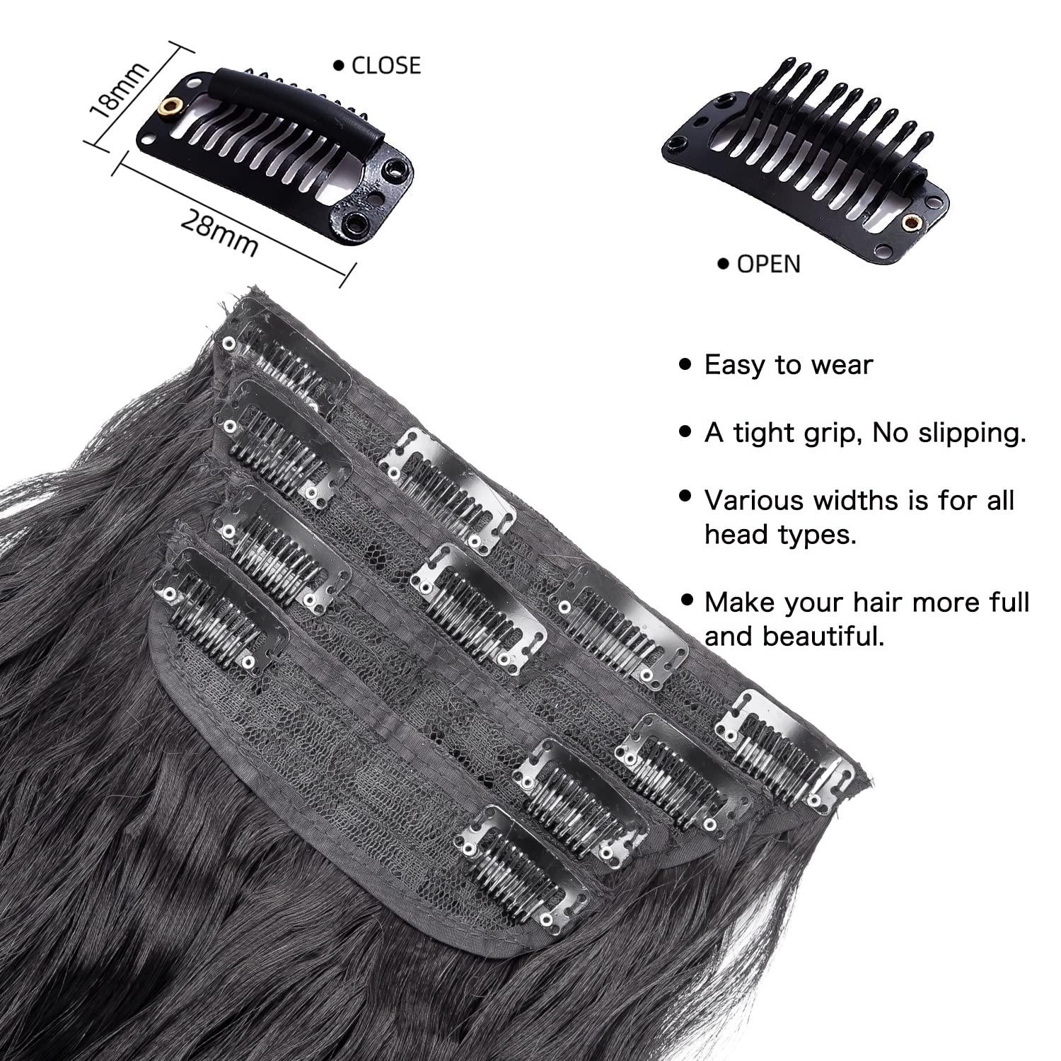 imageBlonde Clip in Hair Extensions 14 Inch Wavy Synthetic Hair Extensions Clip ins Color Dark Blonde with Bleach Blonde HighlightsBrown