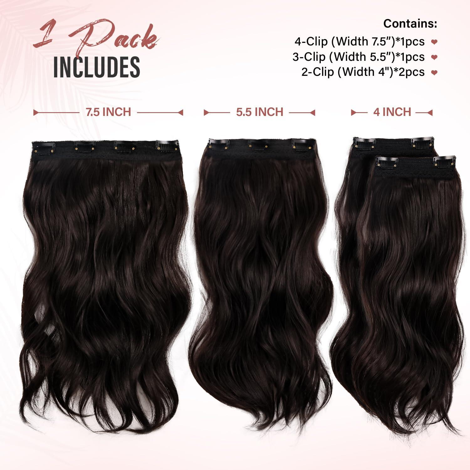 imageBlonde Clip in Hair Extensions 14 Inch Wavy Synthetic Hair Extensions Clip ins Color Dark Blonde with Bleach Blonde HighlightsDark Brown