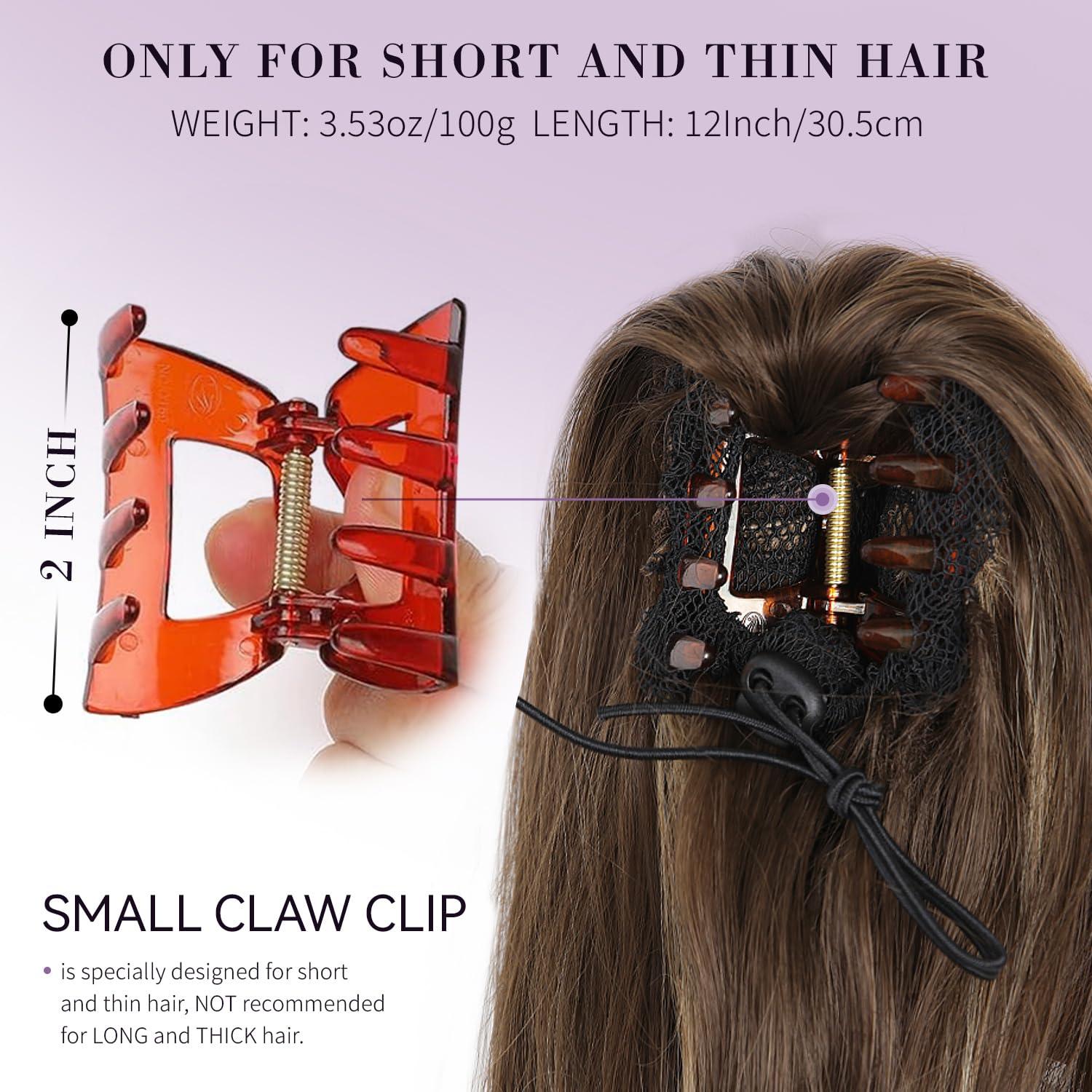 imageClaw Clip Ponytail Extension 12 Inch Soft Curly Pony Tails Hair Extensions Synthetic Hair Extensions Ponytail Clip in Ponytail Color Medium Blonde With Bleach Blonde EndsChestnut Brown With Golden Highlights