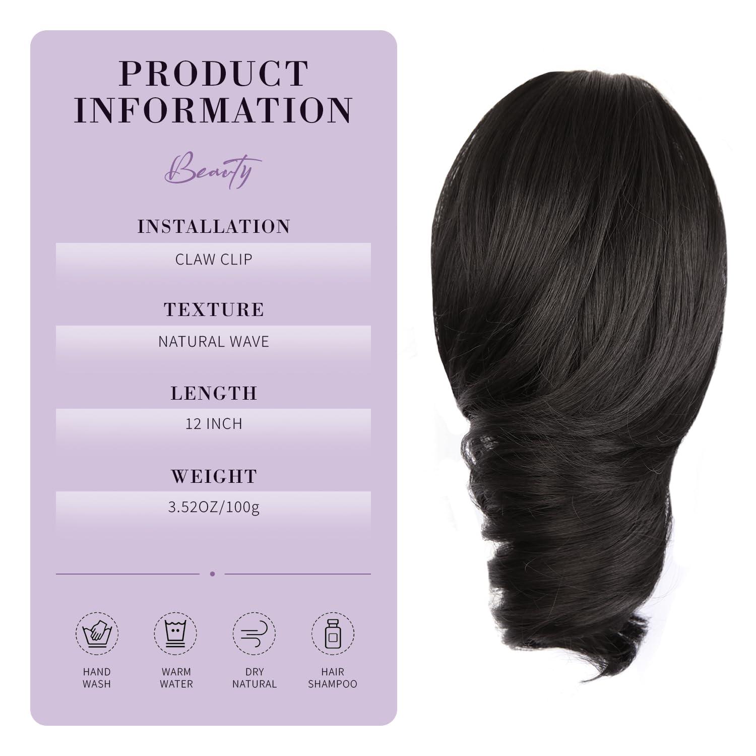 imageClaw Clip Ponytail Extension 12 Inch Soft Curly Pony Tails Hair Extensions Synthetic Hair Extensions Ponytail Clip in Ponytail Color Medium Blonde With Bleach Blonde EndsBlack Brown
