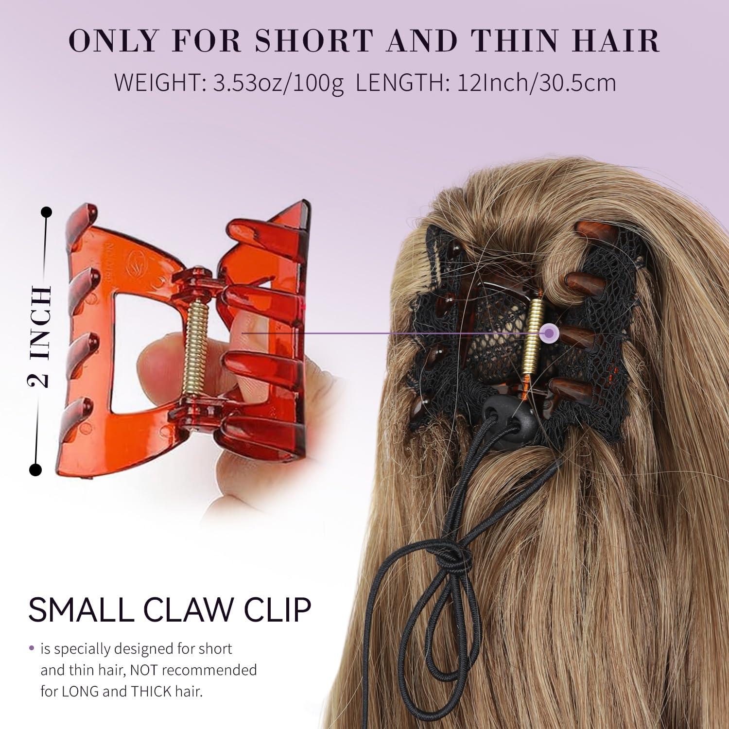 imageClaw Clip Ponytail Extension 12 Inch Soft Curly Pony Tails Hair Extensions Synthetic Hair Extensions Ponytail Clip in Ponytail Color Medium Blonde With Bleach Blonde EndsLight Brown With Blonde Highlights