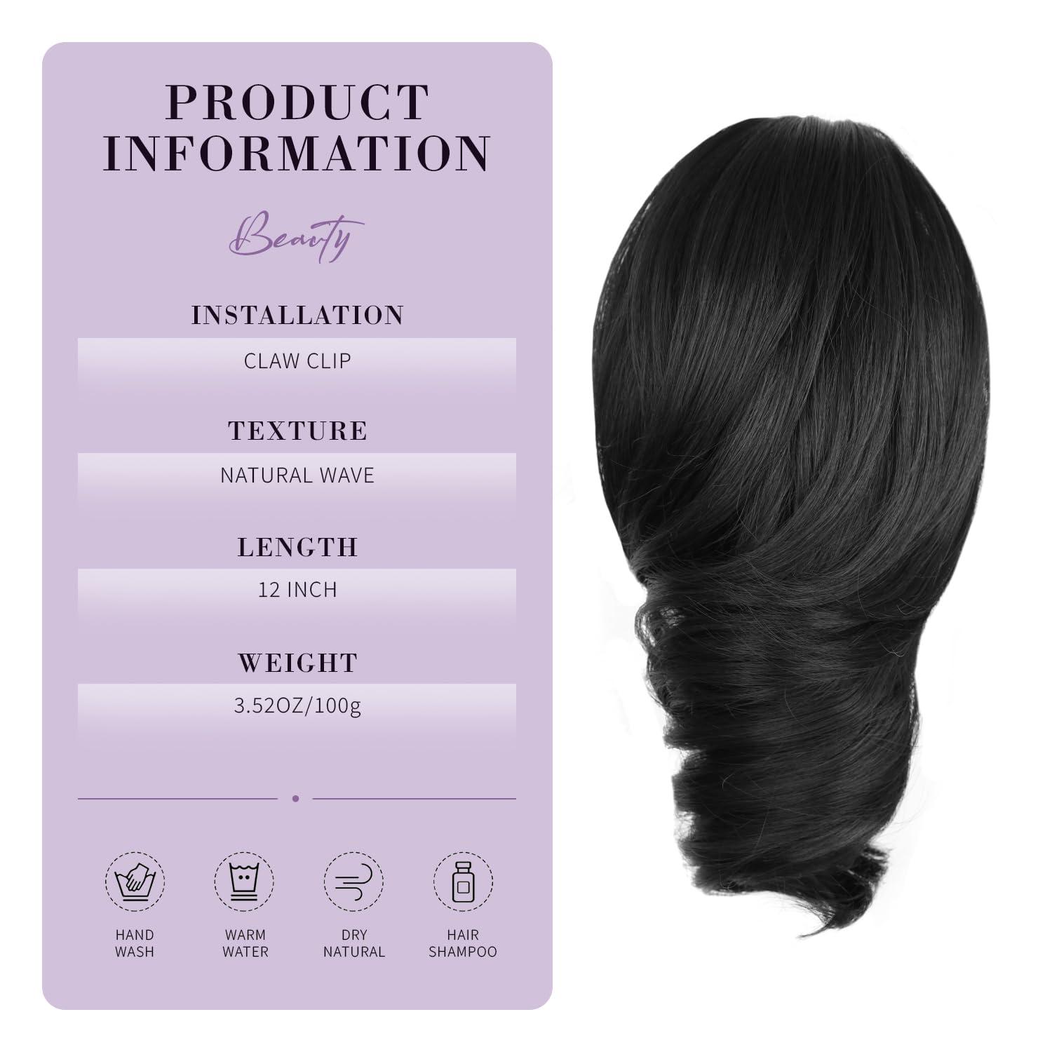 imageClaw Clip Ponytail Extension 12 Inch Soft Curly Pony Tails Hair Extensions Synthetic Hair Extensions Ponytail Clip in Ponytail Color Medium Blonde With Bleach Blonde EndsBlack