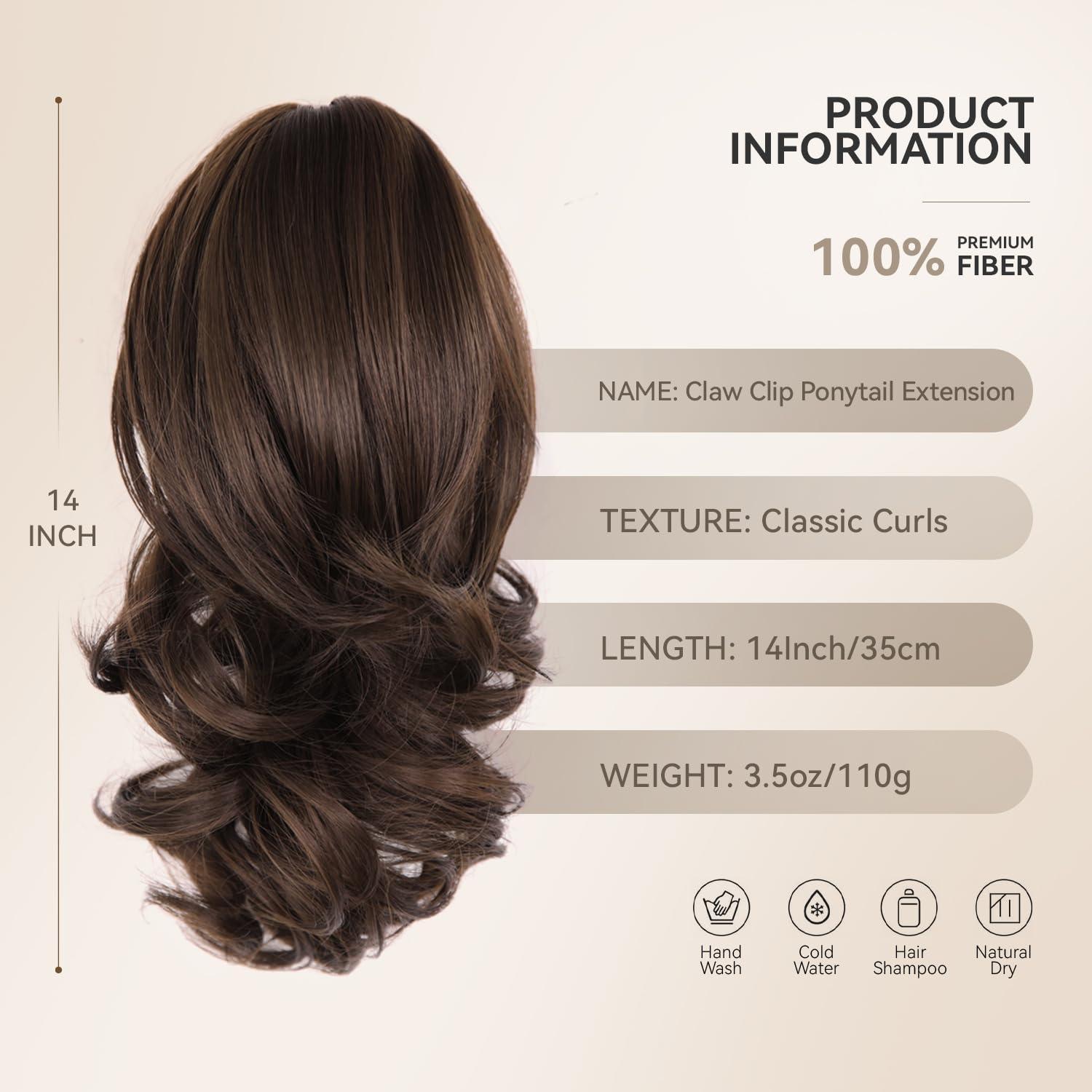 imageClip on Ponytails for Women 26 Inch Long Ponytail Extension Wavy Pony Tails Hair Extensions Synthetic Hair Extensions Ponytail Clip in Ponytail Color Chestnut Brown With Golden HighlightsChocolate Brown