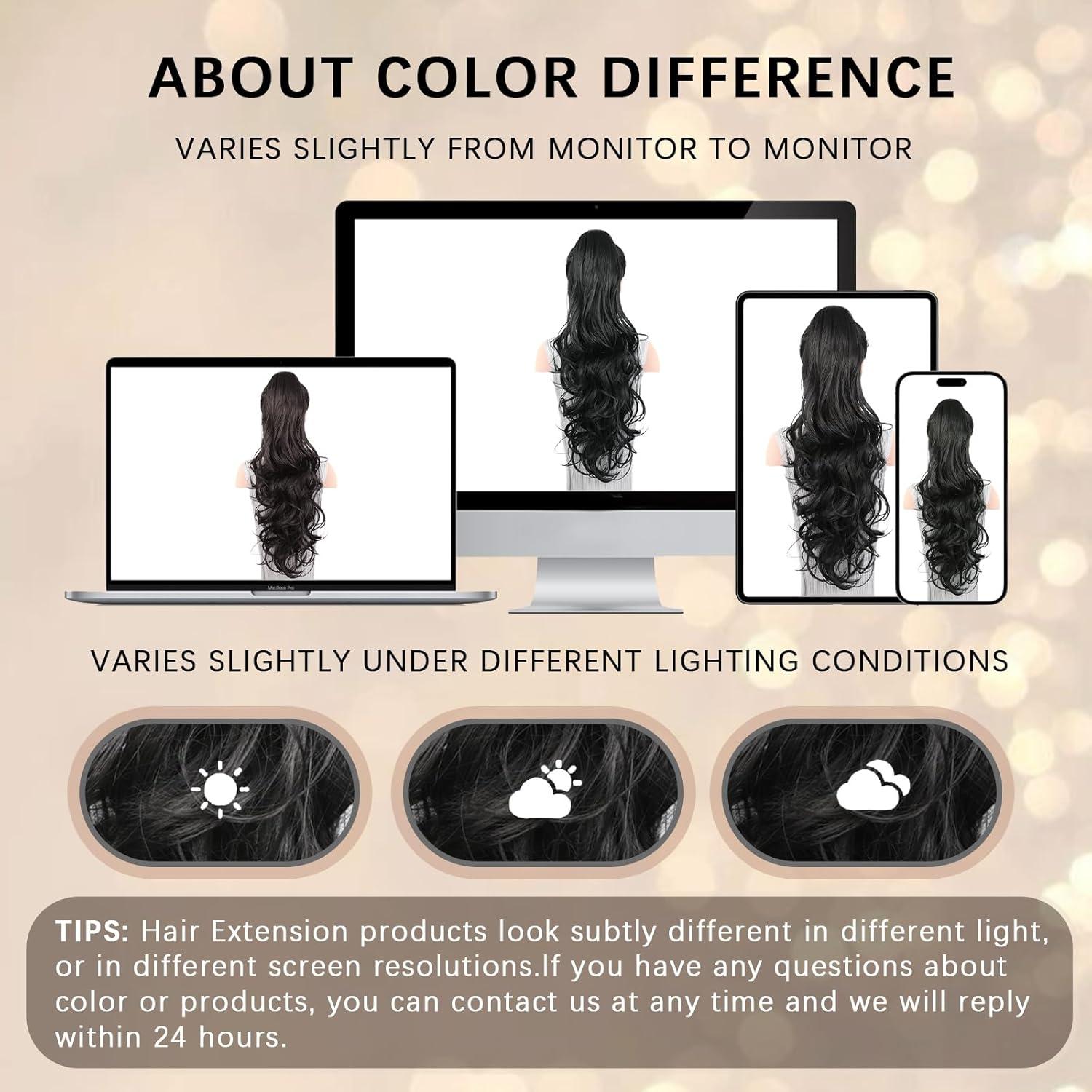 imageClip on Ponytails for Women 26 Inch Long Ponytail Extension Wavy Pony Tails Hair Extensions Synthetic Hair Extensions Ponytail Clip in Ponytail Color Chestnut Brown With Golden HighlightsBrown