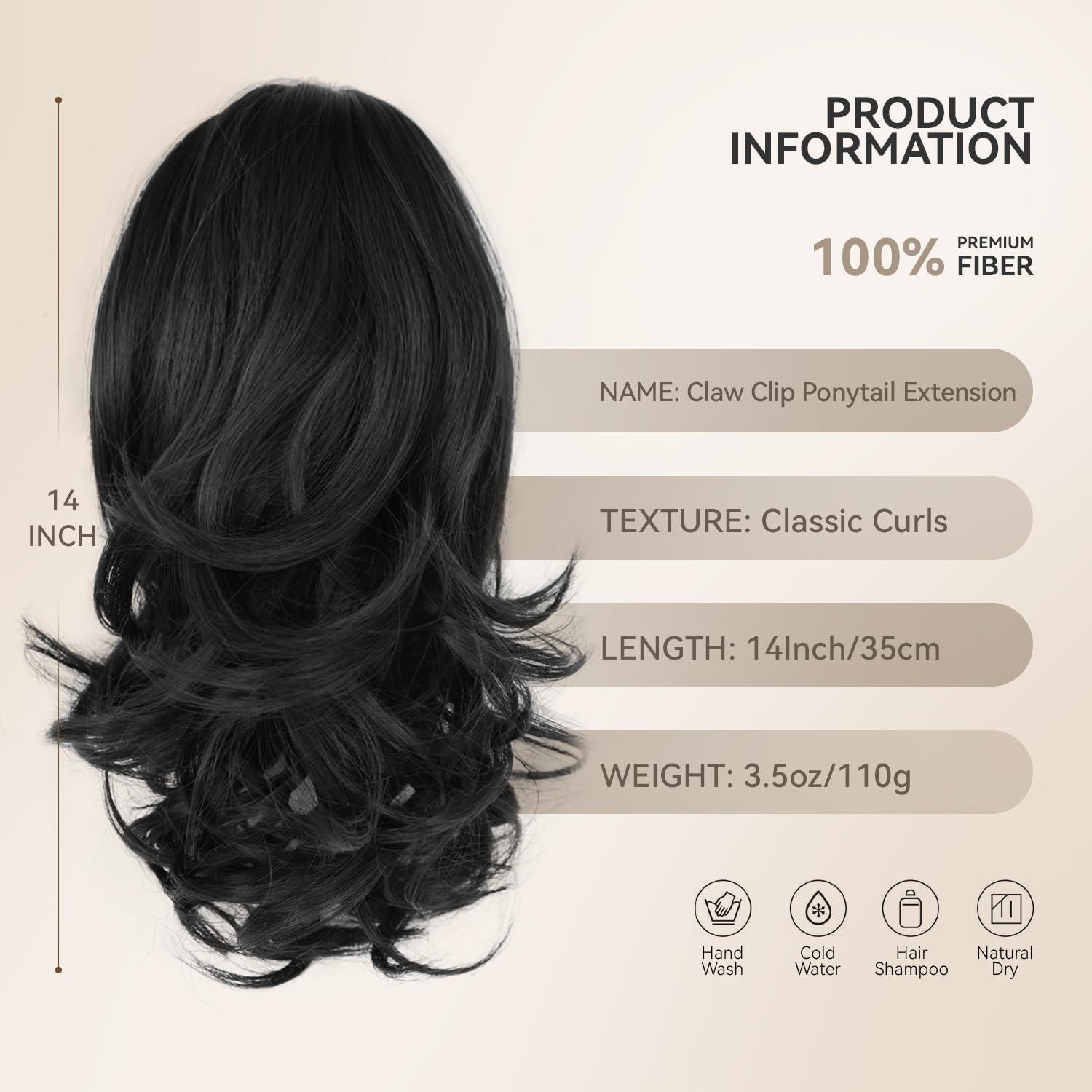 imageClip on Ponytails for Women 26 Inch Long Ponytail Extension Wavy Pony Tails Hair Extensions Synthetic Hair Extensions Ponytail Clip in Ponytail Color Chestnut Brown With Golden HighlightsBlack