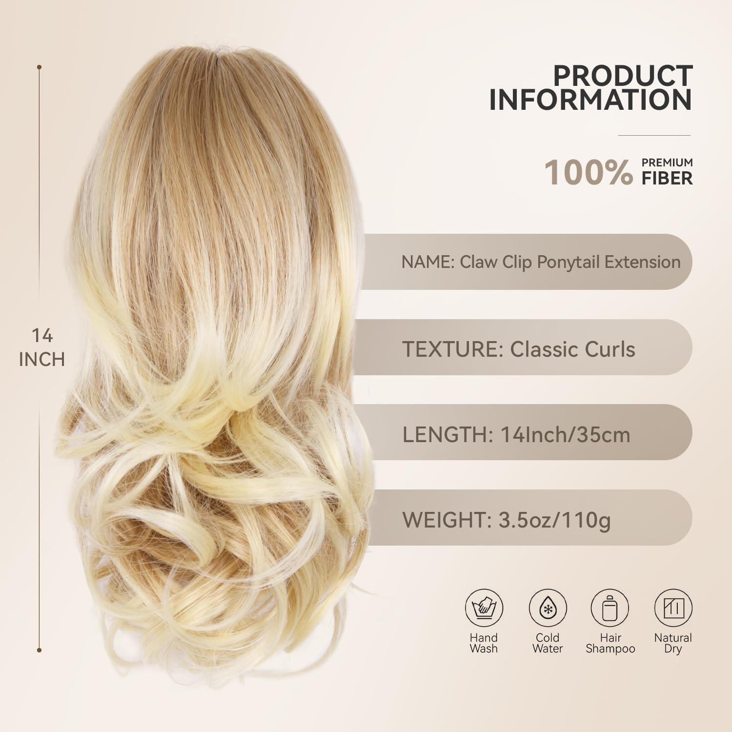 imageClip on Ponytails for Women 26 Inch Long Ponytail Extension Wavy Pony Tails Hair Extensions Synthetic Hair Extensions Ponytail Clip in Ponytail Color Chestnut Brown With Golden HighlightsMedium Blonde With Bleach Blonde Ends