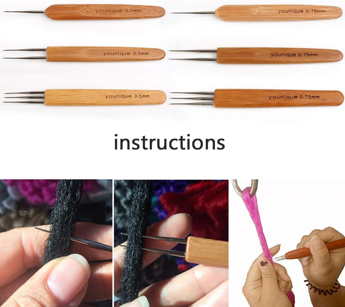 imageDreadlocks Crochet Hooks for Hair 05mm 1 Hook 2 Hooks 3 Hooks Crochet Needles for Hair Dreadlock Hair Weaving Dreadlock Hooks Tool Set075mm