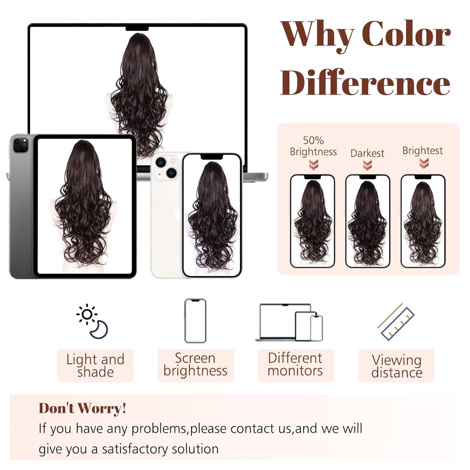 imagePonytail Extension for Women 26 inch Drawstring Ponytail Extension Wavy Pony Tails Hair Extensions Synthetic Hair Extensions Ponytail for Daily Use Deep Almond Brown with Wheat Germ BlondeDark Brown With a Slight Auburn Luster