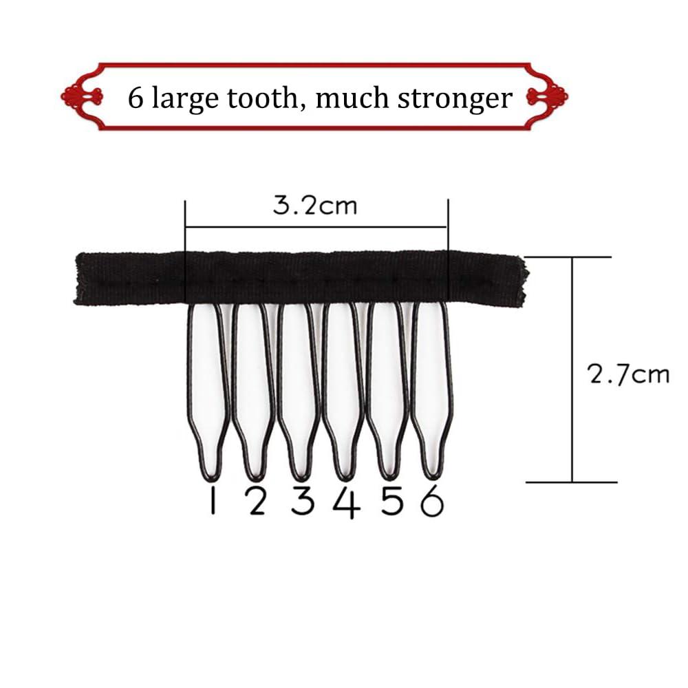 imageWig Combs 60 Pcs Black Big Stainless Steel Wig Combs for Making Wigs Metal Wig Clips for Wig Caps Diyblack