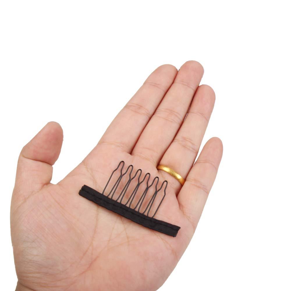 imageWig Combs 60 Pcs Black Big Stainless Steel Wig Combs for Making Wigs Metal Wig Clips for Wig Caps Diyblack