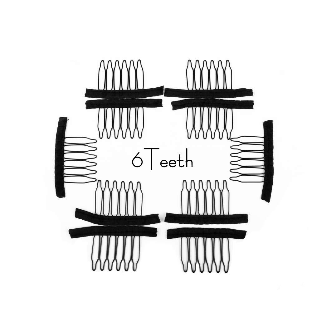 imageWig Combs 60 Pcs Black Big Stainless Steel Wig Combs for Making Wigs Metal Wig Clips for Wig Caps Diyblack