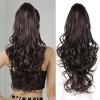 image26 Inch Ponytail Extension for Black Women Long Layered Pony Tails Hair Extensions Wavy Synthetic Drawstring Ponytail for Black Women for Daily Use Color Blonde with White Blonde HighlightsBrown