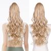 image26 Inch Ponytail Extension for Black Women Long Layered Pony Tails Hair Extensions Wavy Synthetic Drawstring Ponytail for Black Women for Daily Use Color Blonde with White Blonde HighlightsBlonde with White Blonde Highlights