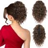 imageClip on Ponytails for Women  12 Inch Curly Black Ponytail Extension Curly Pony Tails Hair Extensions Synthetic Hair Extensions Ponytail Natural Hair Pieces for Women Color BlackBrown Mix Orange Brown