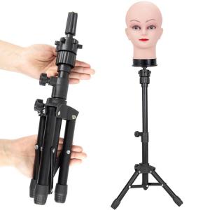25 Inch Wig Stand Tripod, Adjustable Mannequin Head Stand, Wig Head Stand for Training Heads And Canvas Block Head (Pink, Mannequin Head Not Included)(Black)
