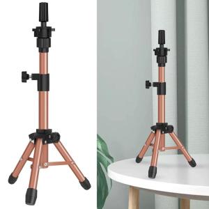 25 Inch Wig Stand Tripod, Adjustable Mannequin Head Stand, Wig Head Stand for Training Heads And Canvas Block Head (Pink, Mannequin Head Not Included)(Latte)