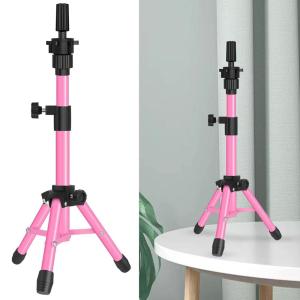 25 Inch Wig Stand Tripod, Adjustable Mannequin Head Stand, Wig Head Stand for Training Heads And Canvas Block Head (Pink, Mannequin Head Not Included)(Pink)