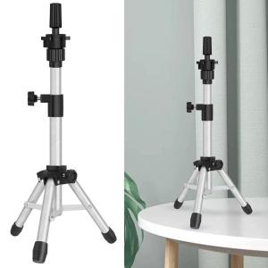 25 Inch Wig Stand Tripod, Adjustable Mannequin Head Stand, Wig Head Stand for Training Heads And Canvas Block Head (Pink, Mannequin Head Not Included)(Silvery)