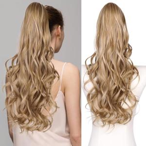 26 Inch Ponytail Extension for Black Women, Long Layered Pony Tails Hair Extensions, Wavy Synthetic Drawstring Ponytail for Black Women for Daily Use (Color: Blonde with White Blonde Highlights)(Medium Blonde with Bleach Blonde)