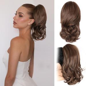 Clip on Ponytails for Women – 26 Inch Long Ponytail Extension, Wavy Pony Tails Hair Extensions, Synthetic Hair Extensions Ponytail, Clip in Ponytail (Color: Chestnut Brown With Golden Highlights)(Medium Brown Mixed Honey Blonde)