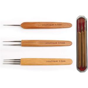 Dreadlocks Crochet Hooks for Hair 0.5mm (1 Hook, 2 Hooks, 3 Hooks) Crochet Needles for Hair Dreadlock Hair Weaving Dreadlock Hooks Tool Set(0.5mm)