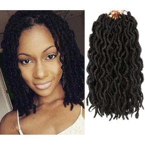 Faux Locs Crochet Hair 12 inch – 6packs/Lot Bo Faux Locs Crochet Hair Curly Dreadlocks Synthetic Faux Locs Braiding Hair Extensions (20 Roots/Pack) #T1B/30(#1B)