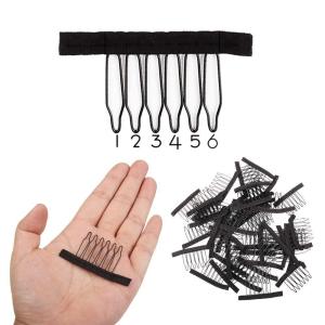 Wig Combs 60 Pcs Black Big Stainless Steel Wig Combs for Making Wigs Metal Wig Clips for Wig Caps Diy(black)